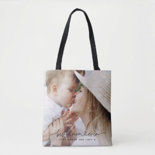 Tote Bag Multi photo moderne typographie script meilleur ma