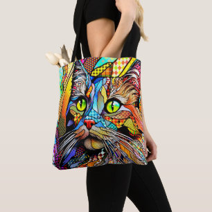 Tote Bag Multicolor Cat 711 motif