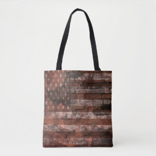 Tote Bag Mur de briques du drapeau américain
