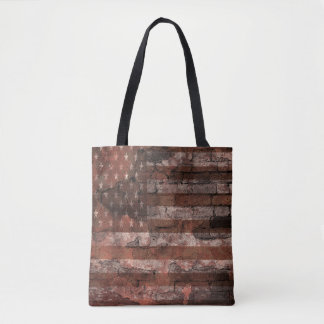 Tote Bag Mur de briques du drapeau américain