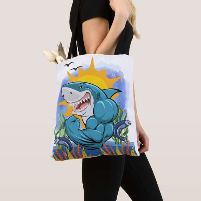 Tote Bag Muscles Flexés de requins Vie de mer et soleil (De près)