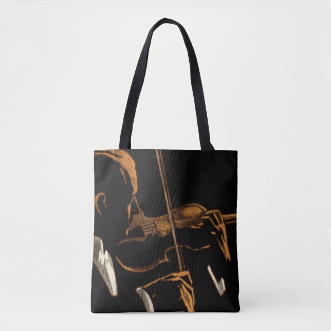 Tote Bag Musicien vintage, violoniste jouant de la musique  (Devant)