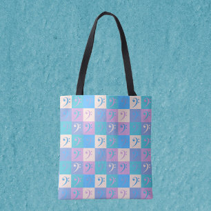 Tote Bag Musique Bass Clef Pastel Motif