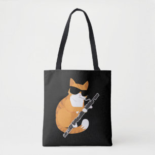 Tote Bag Musique Cat Sunglasses Bassoonist Museo Bassoon