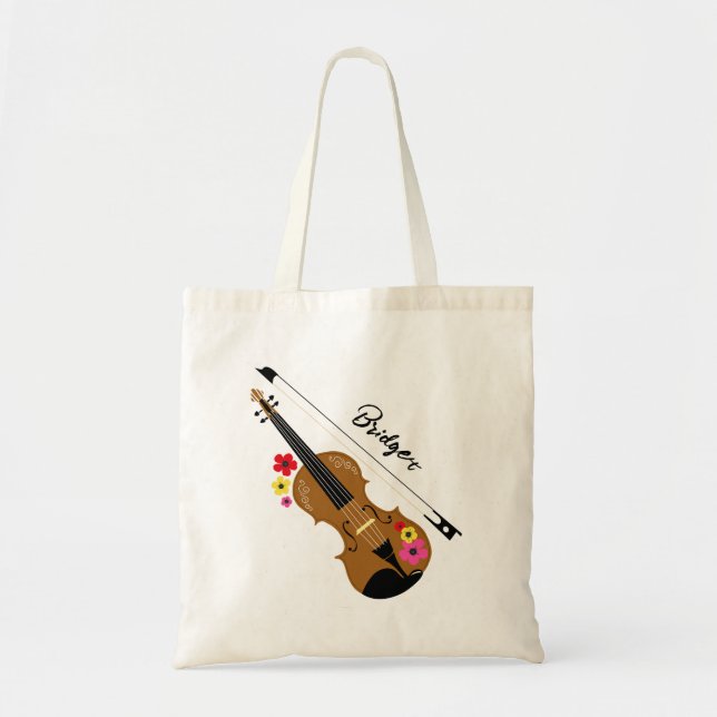 Tote Bag Musique classique florale violon personnalisée (Devant)