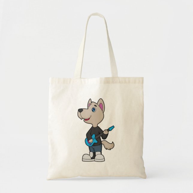 Tote Bag Musique de guitare musicienne de chien (Devant)