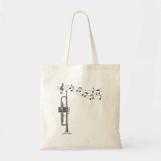 Tote Bag Musique de trompette avec notes musicales (Devant)