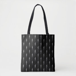 Tote Bag Musique Motif Melting Treble Clef Blanc et Noir