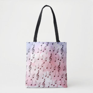 Tote Bag Musique violet et rose note à clé trible