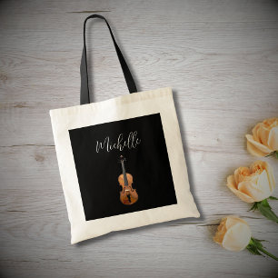 Tote Bag Musique Violon classique Musique noire élégante
