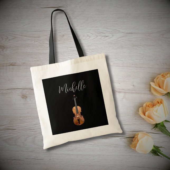 Tote Bag Musique Violon classique Musique noire élégante (Créateur téléchargé)