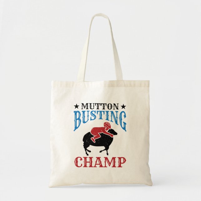 Tote Bag Mutton Busting Champ Cheep Riding (Devant)