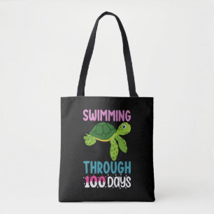 Tote Bag Nager Jusqu'À 100 Jours De Tortue Scolaire