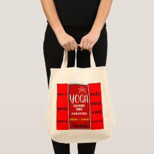 Tote Bag Namaste Red White Yoga Calmant Zone NOM