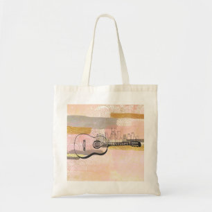 Tote Bag Nashville Skyline Guitare Aquarelle Design