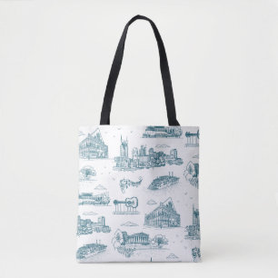 Tote Bag Nashville Toile Crépuscule sur Blanc