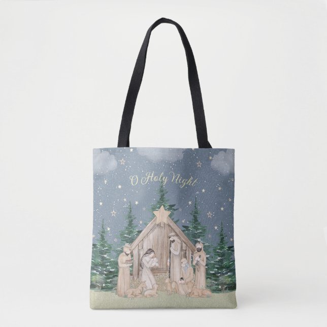 Tote Bag Nativité de Noël de l'aquarelle (Devant)