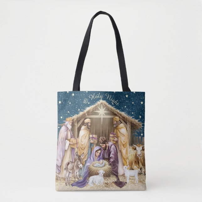 Tote Bag Nativité de Noël de l'aquarelle (Devant)