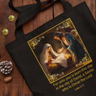 Tote Bag Nativité de Noël Sainte Famille Religieuse