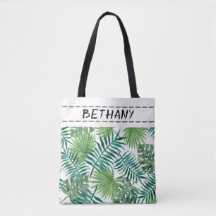 Tote Bag nature feuille personnalisé vert fourre-tout perso