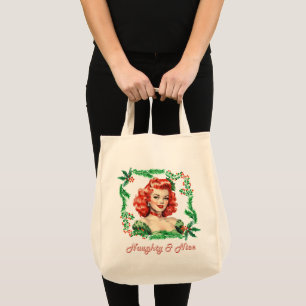 Tote Bag Naughty & Nice Retro Christmas Pinup