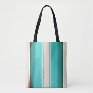 Tote Bag Navajo Blanc, Turquoise Orange Blanche Mexicaine S