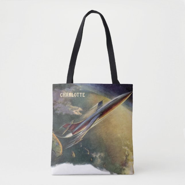 Tote Bag Navire spatial de science-fiction vintage Avion Te (Devant)