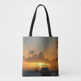 Tote Bag Navires et Sunset Tropical Seascape