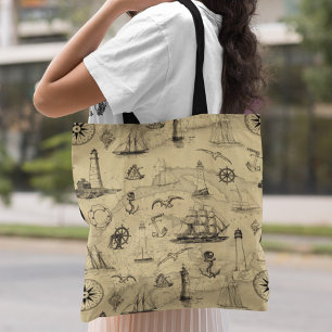 Tote Bag Navires nautiques vintages et phares