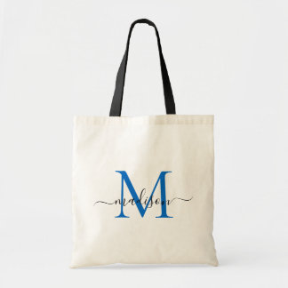 Tote Bag Navy bleu chic moderne monogramme élégant nom de s
