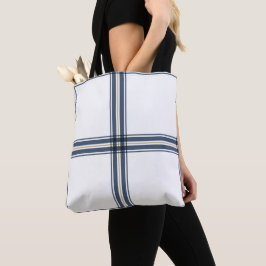 Tote Bag Navy Blue Farmhouse Check élégant tendance Plutôt