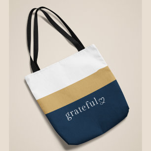 Tote Bag Navy Or Blanc Rayé Affirmation Positive