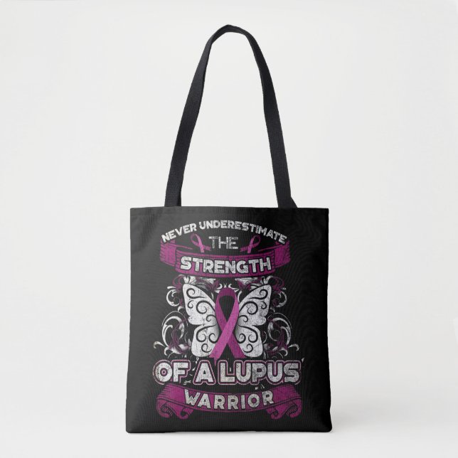 Tote Bag Ne jamais sous-estimer un guerrier Lupus Vous avez (Devant)