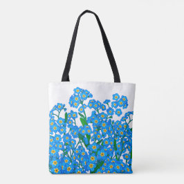 Tote Bag Ne M'Oubliez Pas, Dessin De Fleurs Bleues, Amateur
