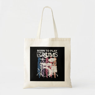 Tote Bag Né Pour Jouer Drumming Rock Music Band Drumme