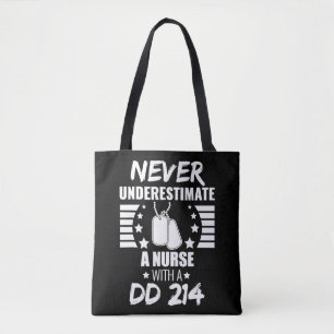 Tote Bag Ne sous-estimez jamais une infirmière DJ 214 Vétér