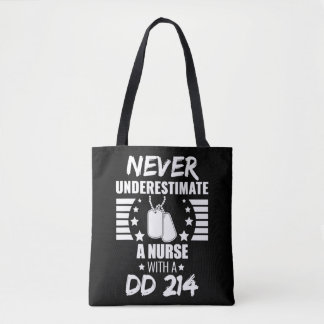 Tote Bag Ne sous-estimez jamais une infirmière DJ 214 Vétér
