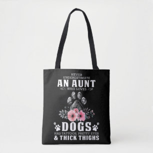 Tote Bag ne sous-estimez jamais une tante qui aime les chie