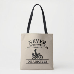 Tote Bag Ne sous-estimez jamais une vieille dame à vélo