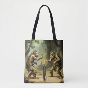 Tote Bag Néandertaliens mignons de fantaisie jouant au tenn