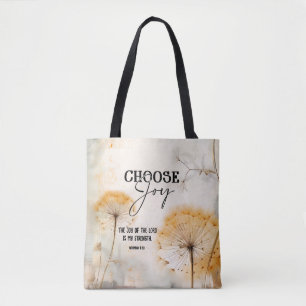 Tote Bag Néhémie 8:10 Joie du Seigneur Bible Dandelion