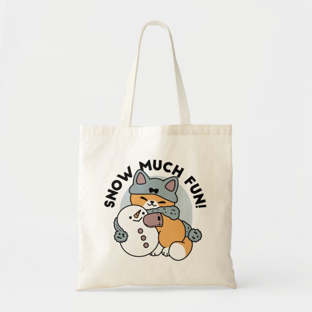Tote Bag Neige beaucoup amusant Chat hiver vacances Design (Devant)