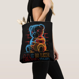 Tote Bag Neon ABC Teddy Bear