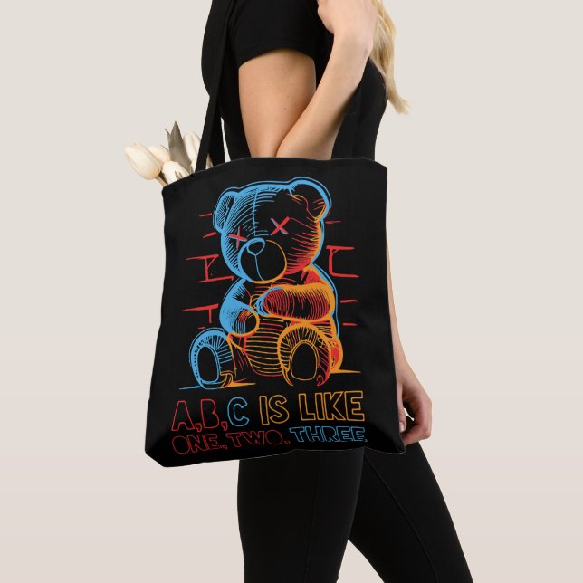 Tote Bag Neon ABC Teddy Bear (De près)
