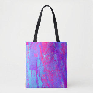 Tote Bag Neon Pink & Aqua Blue Abstract