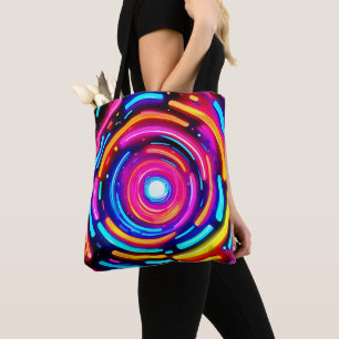Tote Bag Neon Spiral Light Art