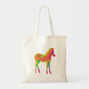 Tote Bag Neon Zebra Baby Animal Psychedelic Funky Retro