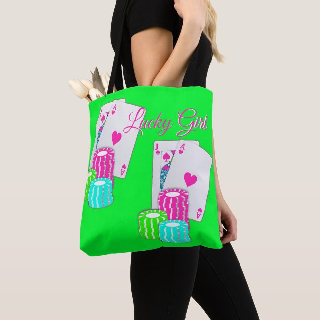 Tote Bag Nerf de boeuf de casino de Las Vegas et fille (De près)
