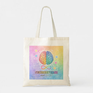 Tote Bag Neurodiverse and Proud Inspirational Quote Pastel
