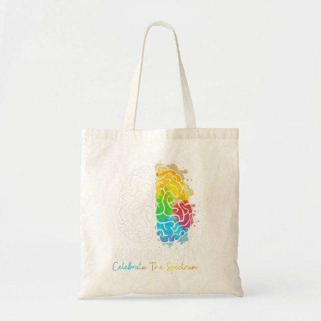 Tote Bag Neurodiversité spectre autiste DMPS TDAH arc-en-ci (Devant)